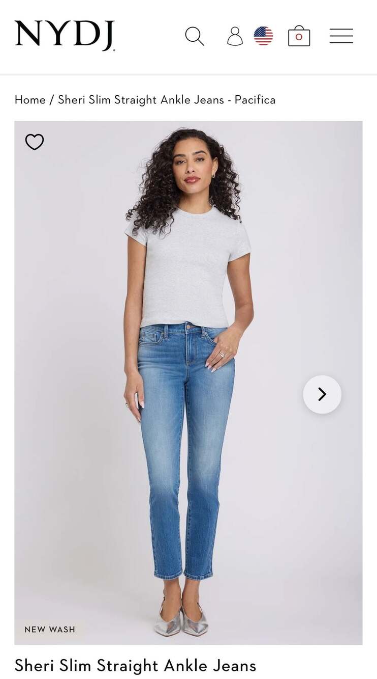 NYDJ NWOT Sheri Slim Straight Ankle Jeans - Pacifica Blue